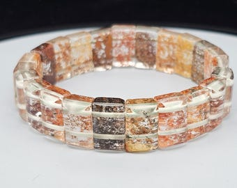 Garden Phantom Quartz Bracelet, Natural Crystal Bangle (7-8 inches)