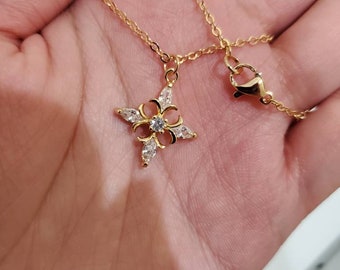 14K Gold Plated Vintage Cross Necklace