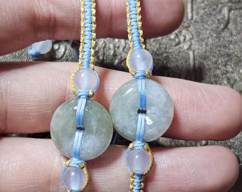 Burmese Jade Donut Pendant Bracelet: Braided Amulet