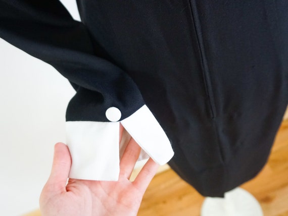 Cropped Jacket Dress, Black White Collar Suit gol… - image 7