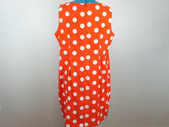 Red Polka Dot Dress White Tan Orange Frock Sleeve… - image 2