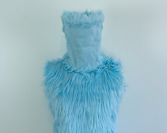 Custom Faux Fur Mod Dress, Sleeveless Neon Pastel Shag Custom Faux Fur Mod Dress, Sleeveless Neon Pastel Shag