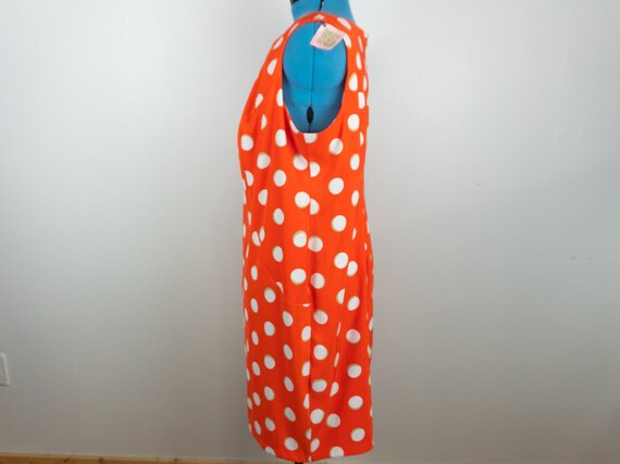 Red Polka Dot Dress White Tan Orange Frock Sleeve… - image 3