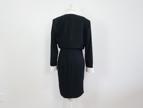 Cropped Jacket Dress, Black White Collar Suit gol… - image 3