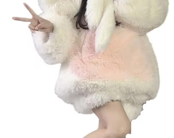 Bunny Sweater with Shorts, Faux Fur Boot Covers, Fleece Lining, Long Sleeve with Heart Tummy, Rabbit Ears and Tail Costume, Any Size, Color