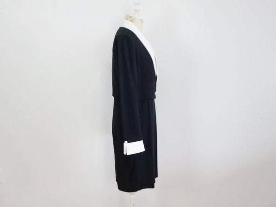 Cropped Jacket Dress, Black White Collar Suit gol… - image 2