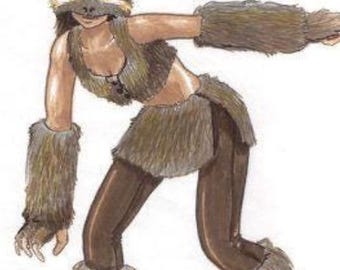 Custom Faux Fur Wrap Skirt, with Slit and Tie Closure, Custom Size High Fashion Festival Rave Halloween Theater Animal Costume, Any Color