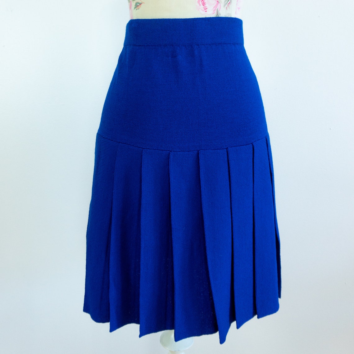 Royal Blue Knit Pleated Mini Skirt Size Small | Etsy