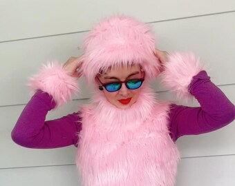 Custom Faux Fur Hat, Shag Custom Size High Fashion Festival Ski Party Snow Winter Rave Halloween Theater Animal Costume, Any Color, Any Size