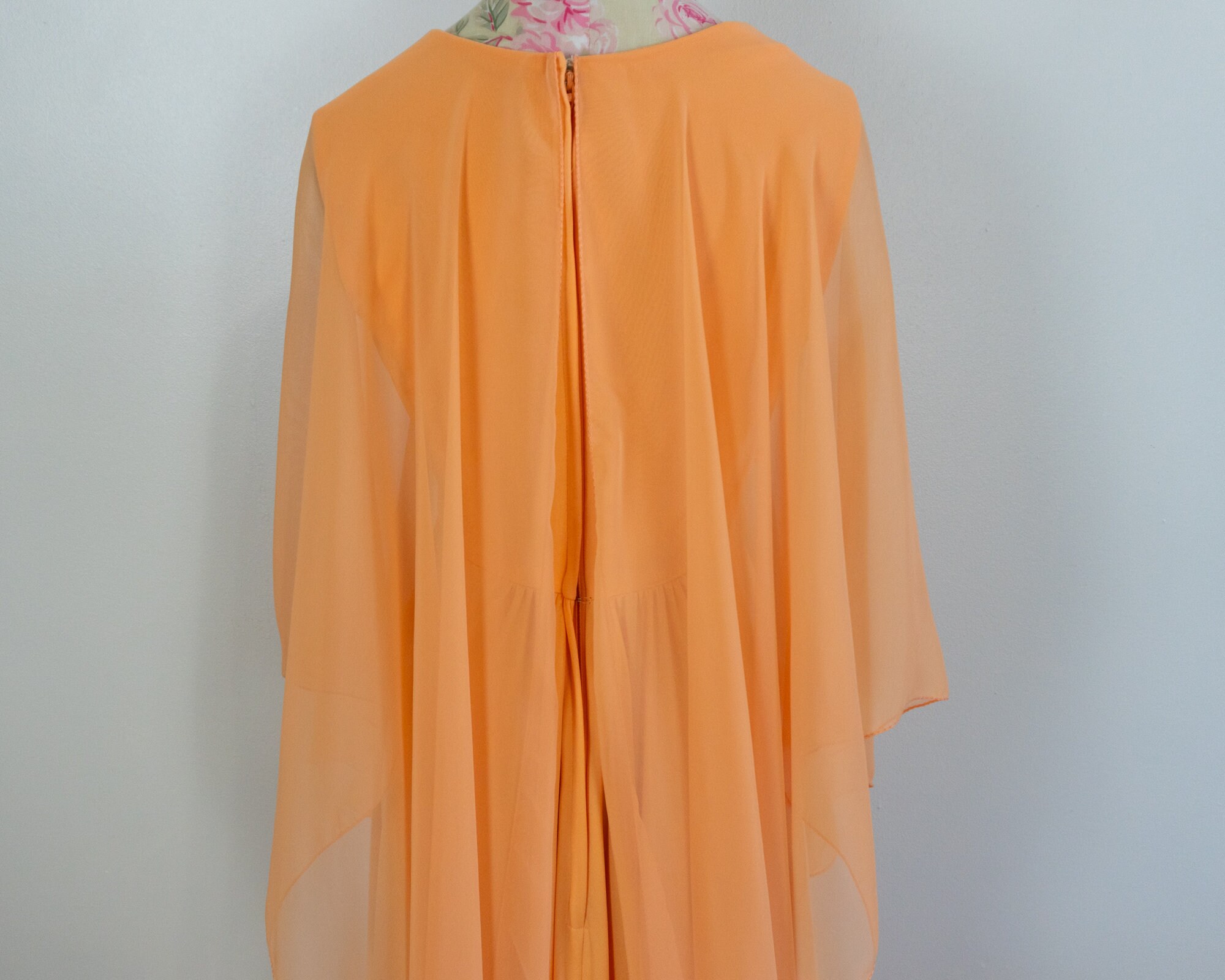 Creamsicle Flowing Maxi Dress Pastel Orange 70s Long Dress Etsy