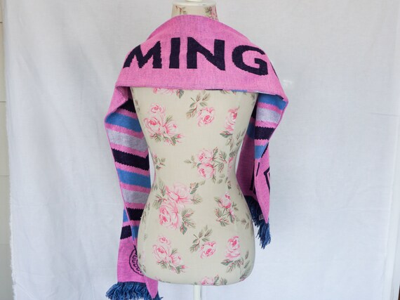 Graphic Winter Scarf Blue Pink Black Full Ming St… - image 6