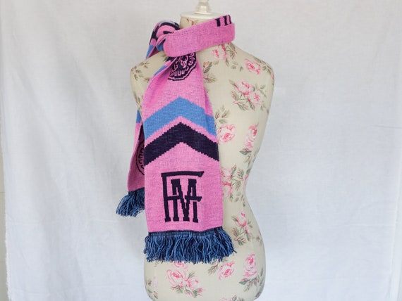 Graphic Winter Scarf Blue Pink Black Full Ming St… - image 2