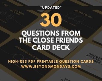 Deep Question Card Game For Friends | Meaningful Conversation Friendship Card Game | Instant Download Printable | For Birthday, Dinner Party