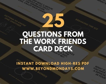 Deep Question Cards for Team Building at Work | Card Game | Instant Download | 5 Minute Team Building Kits, Remote Team Bonding Activities