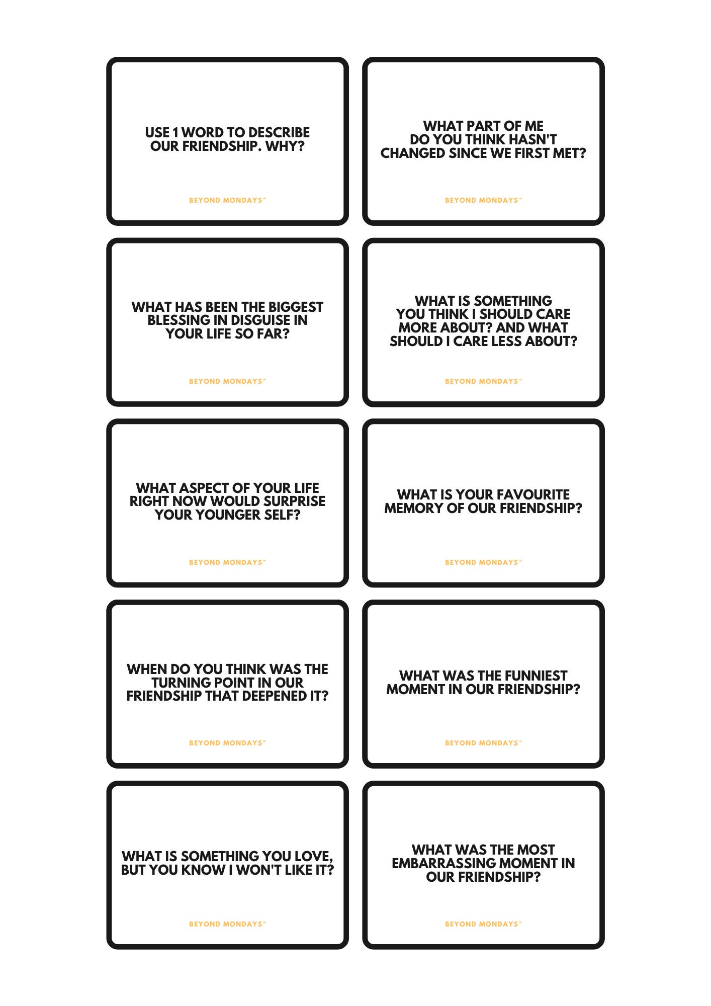 Question Cards For Friends Meaningful Conversation Card Game - Etsy España