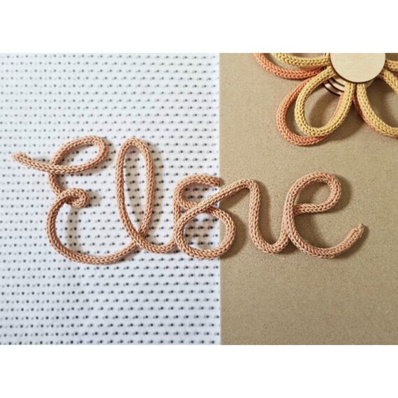 Personalised Knitted Wire Name Sign: Cotton Yarn Nursery Decor