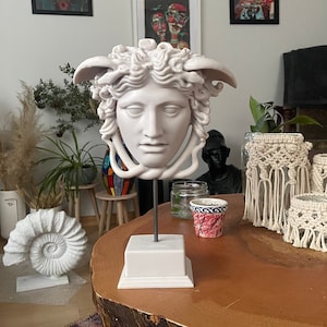Medusa Head Statue: Greek Mythology Marble Bust, Home Decor (11.8 Inches)
