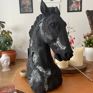 Large Horse Statue Sculpture, Black Horse Sculpture,White ,15 Inches ,39 cm,Home Decor,Horse figures,Garden statues