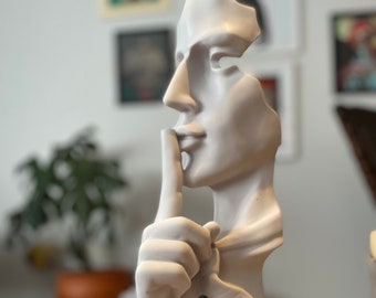 Large Silence Sculpture, Statue of Silence ,15 Inches Large  Statue,  White Sculpture  , Home Decor,Housewarming Gifts,Garden Statue