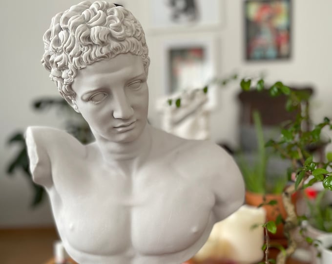 Featured listing image: Large Hermes Statue  20 Inches ,Large Statue, Hermes Sculpture, Hermes Bust,53 cm , Hermes Greek God Statue
