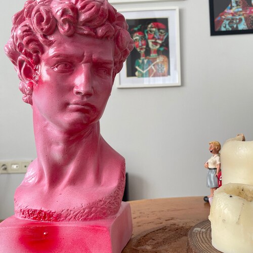 Large David Sculpture Statue David Bust Statue Bust Pink - Etsy