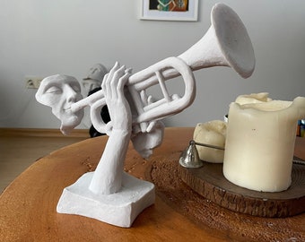 Large Trumpet Artist Sculpture Statue, 12 Inches , Music Statue ,Musician Sculpture, Housewarming gifts,Home Decor ,Gift
