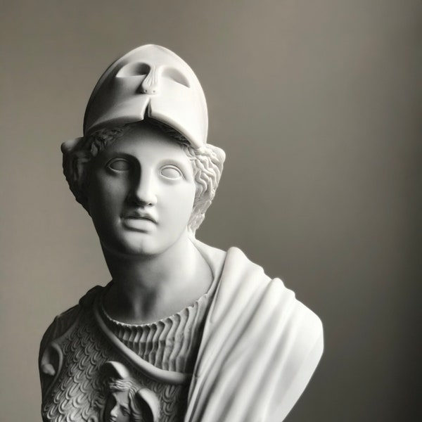 Große Athena Skulptur Statue, Athena Büste Statue, Büste, weiße Skulptur 24 Zoll, römische Skulptur Statuen, griechische Büste Statue, Garten Statuen