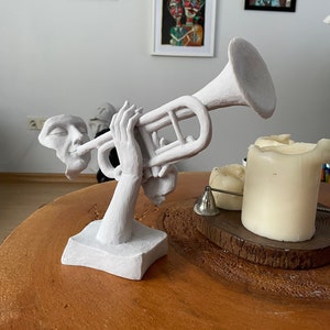 Large Trumpet Artist Sculpture Statue, 12 Inches , Music Statue ,Musician Sculpture, Housewarming gifts,Home Decor ,Gift