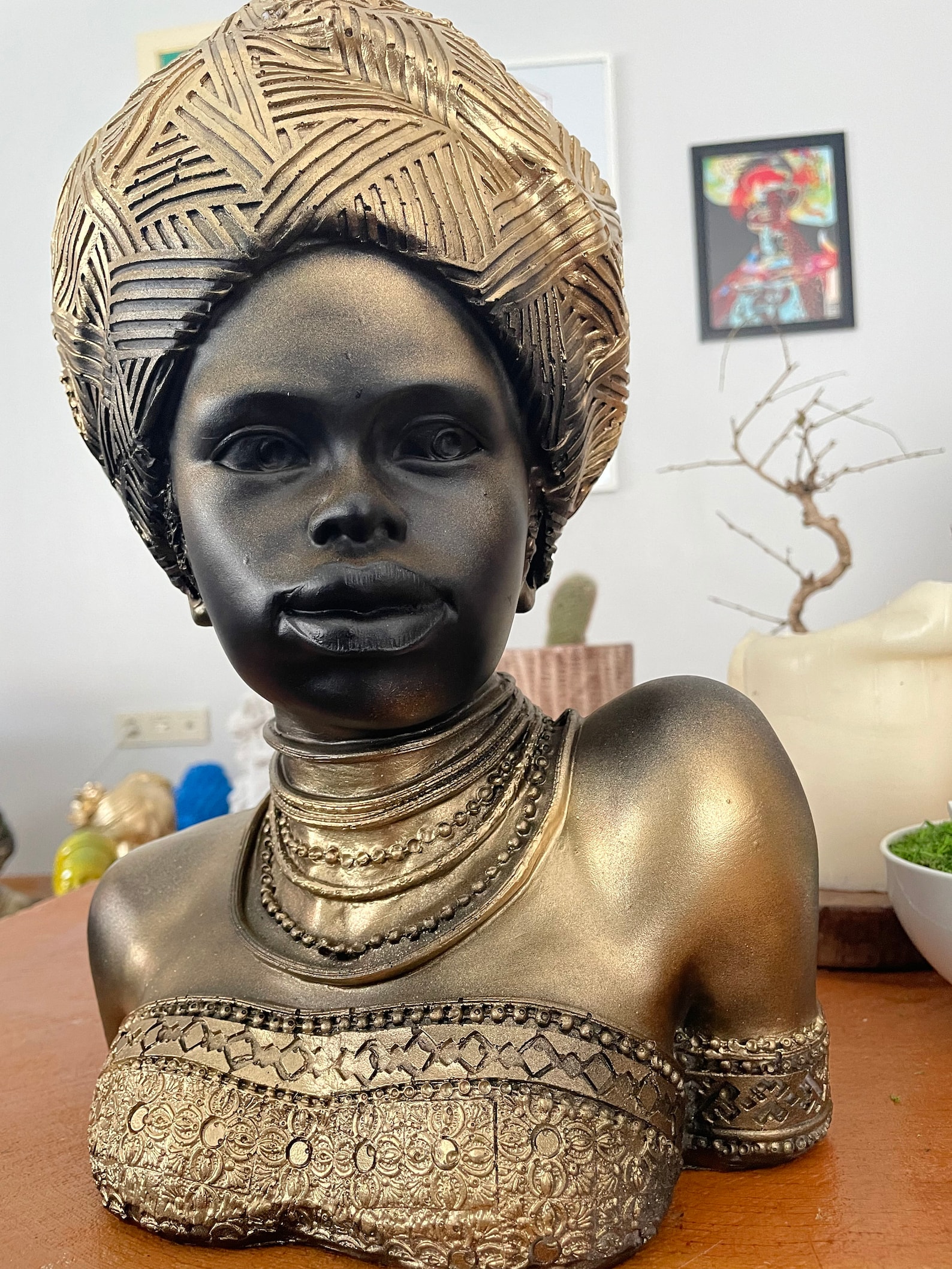 Large African Lady Sculpture Statue African Statue Bust Etsy