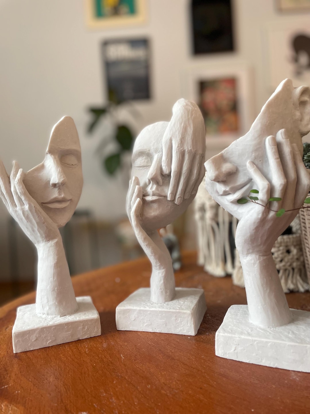 Concrete Face Statue Set: Modern Abstract Home Decor - Etsy Canada