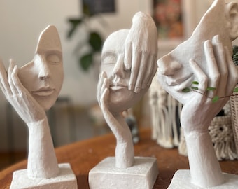 Creative Abstract Decor, Statue Face, Hand Statues, Sculptures Home Office Desk Figurine, Set of 3, Set of 2 Christmas Gift