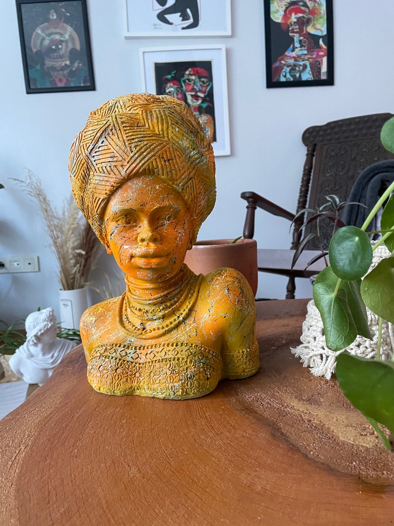 Large African Lady Sculpture Statue African Statue Bust Etsy