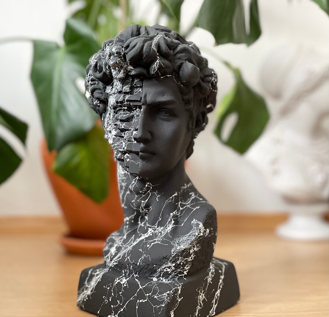 Large David Sculpture Statue,13 Inches David Bust Statue, Black