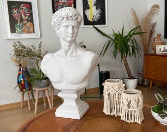 Large David Bust Statue: 22-Inch White Roman Sculpture