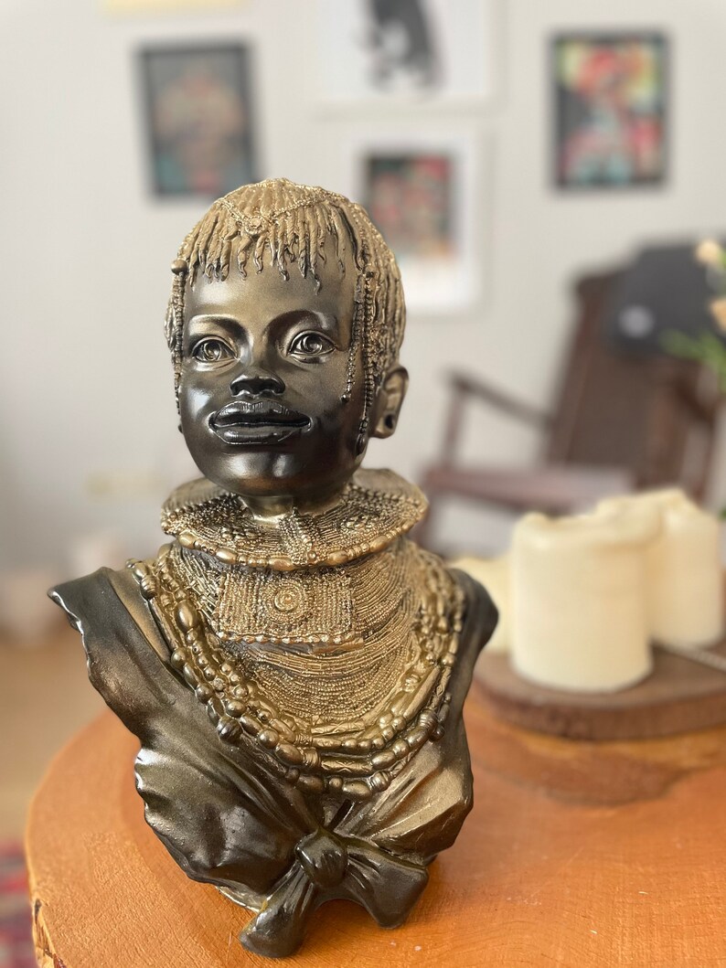 Large African Lady Sculpture Statue African Statue Bust Etsy