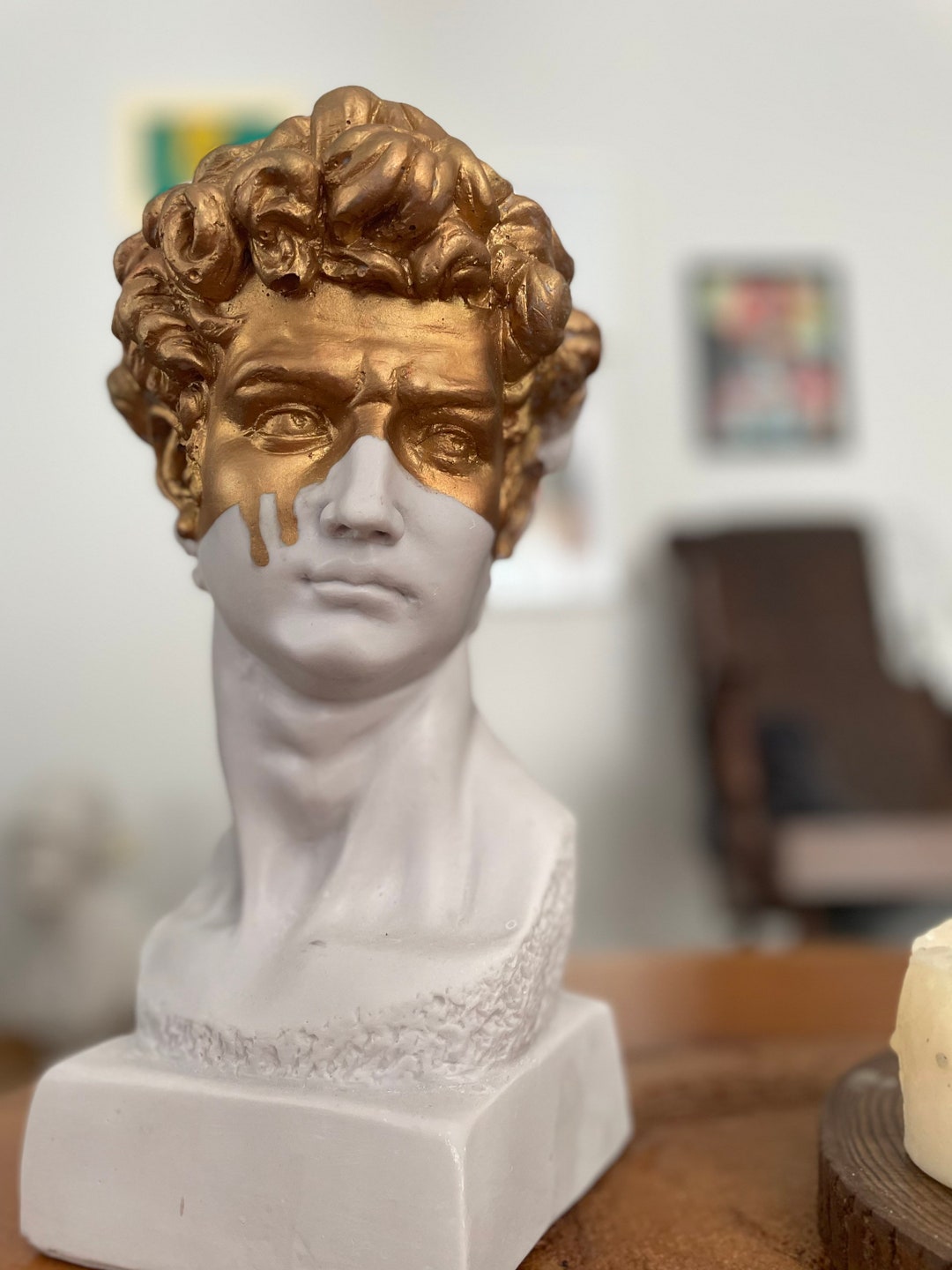 Large David Sculpture Statue, 13 Inches David Bust Statue, Bust, Bronze