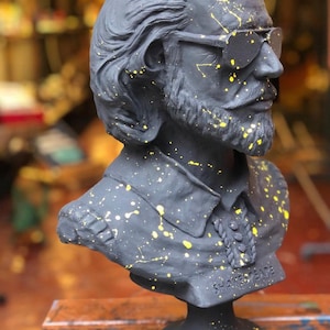 Large Shakespeare Statue, Shakespeare Bust Statue, Black and Yellow Bust, ,Home Decor,Gifts,Popart Sculptures image 2