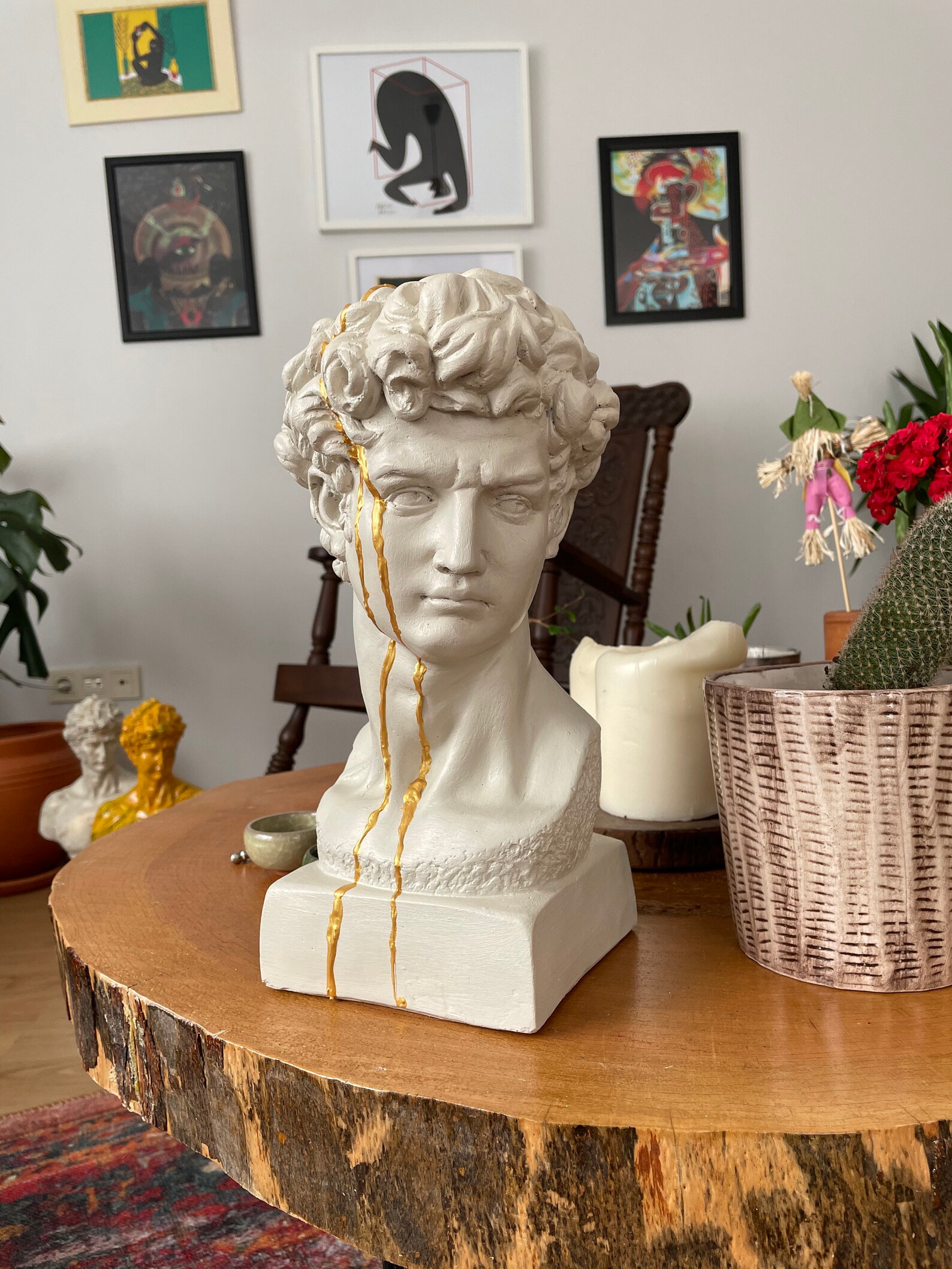 Large David Sculpture Statue 17 Inches David Bust Statue Etsy