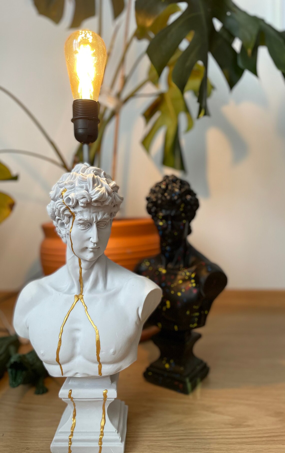 Statue Lamp of David Head Greek Bust Statue Pop Art Etsy