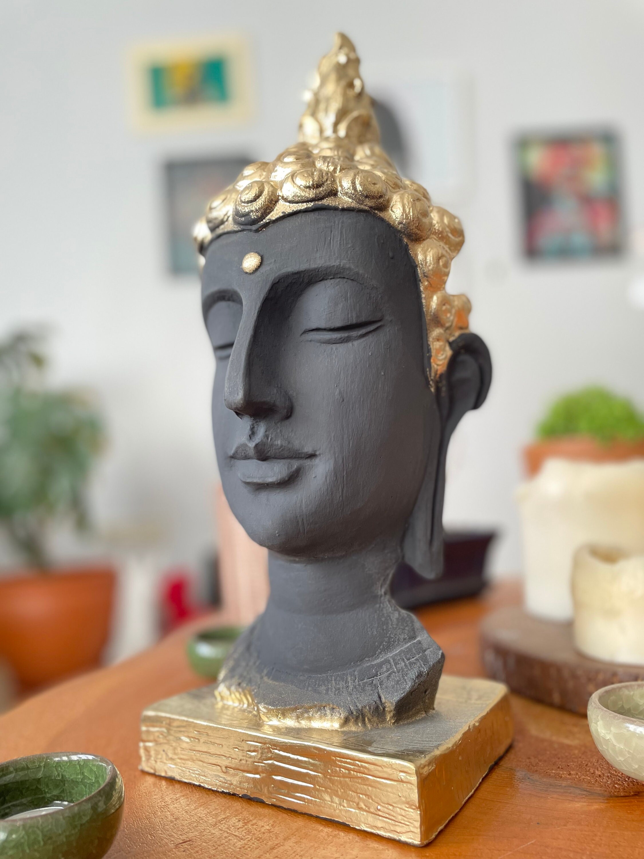 Large Buddha Statue Sculpture Black Buddha Sculpture Etsy