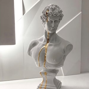 Large David Sculpture Statue, 17 in David Bust Statue, Roman Sculpture Statues-Home Decor