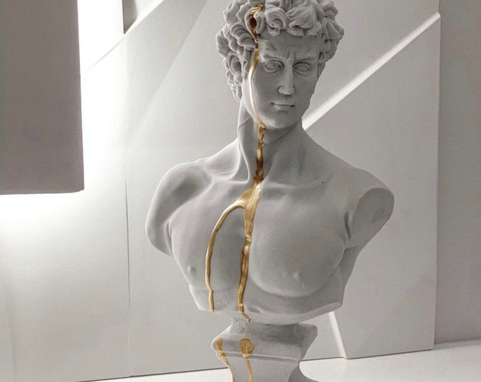 Featured listing image: Large David Sculpture Statue, 17 in David Bust Statue, Roman Sculpture Statues-Home Decor