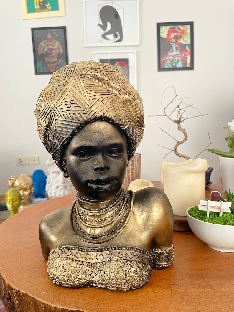 Large African Lady Sculpture Statue African Statue Bust Etsy