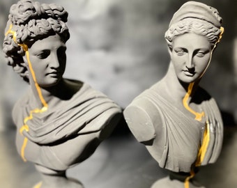 ローマ神　アポロの胸像 古代ギリシャローマ神アポロ（アポロン）胸像頭部像鋳造大理石