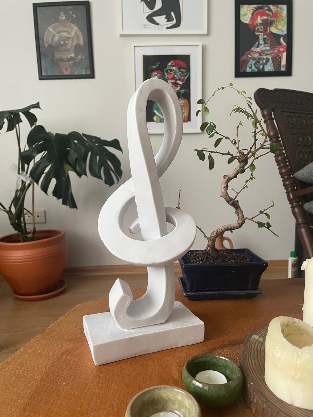 Treble Clef Sculpture Statue, 14 Inches , Music Statue , Musical Note Sculpture, Home Decor
