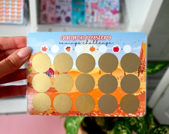 Autumn Mystery Scratch Off Savings Challenge | A6 Laminated Cash Stuffing Tracker