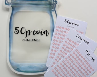 Coin saving jar / 10p, 20p, 50p challenge