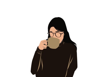 Girl Drinking Coffee Hoodie Design (design only)