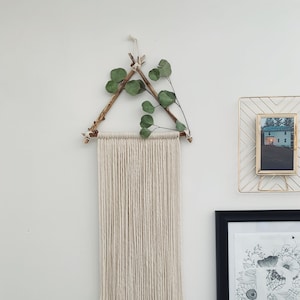 Eucalyptus Triangle Macrame Wall Hanging | Dried Floral Decor | Earthy Boho Bohemian Geometric Fringe | Recycled Sustainable Home