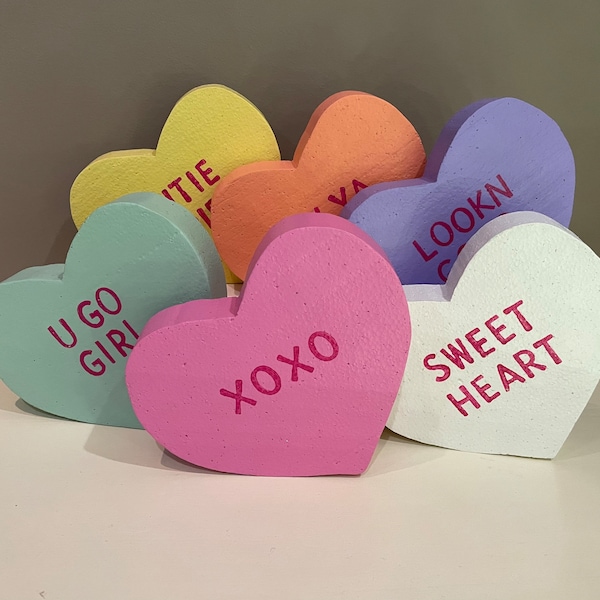 Large Conversation Hearts, Candy Hearts, Photo Booth Props, Heart Wreath Attachment, Valentine Heart, Valentine Decorations, Wedding Decor